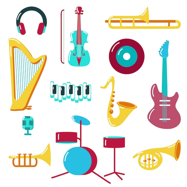 Music icon set flat style 