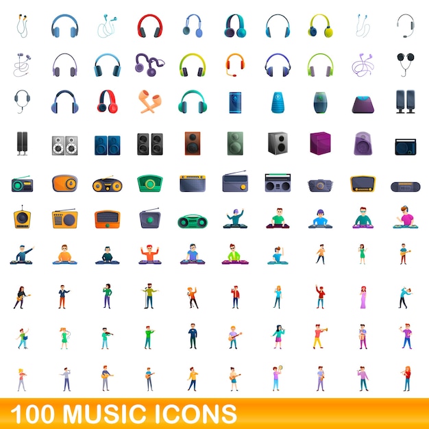 music icons set. Cartoon illustration of  music icons  set  on white background