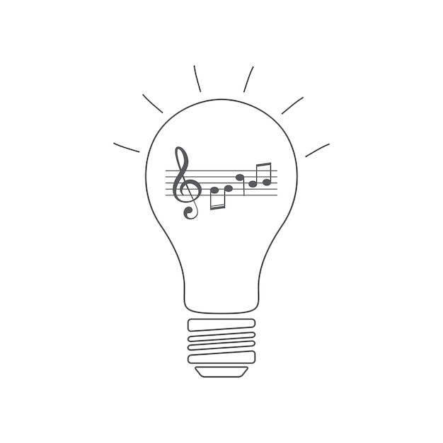 Music idea bulb with treble clef and music notes Abstract musical idea icon