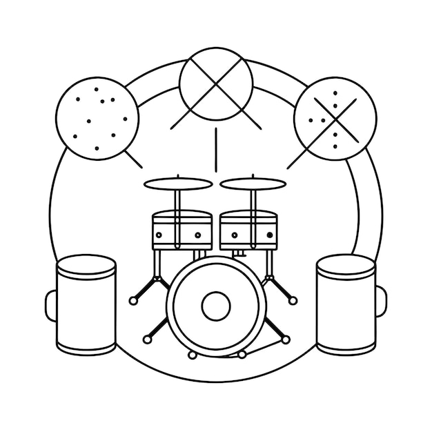 Vector music instrument outline for coloring book