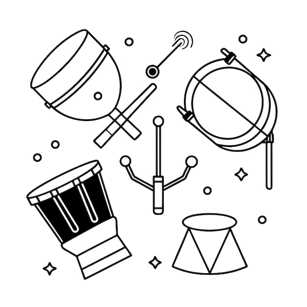 Music instrument outline for coloring book