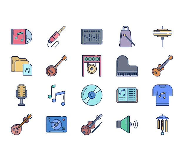 Music instruments icon set