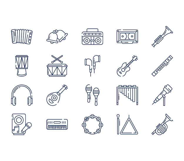 Music instruments icon set