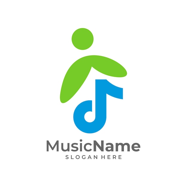 Music Kids Logo Vector Icon Illustration Child Music logo design template