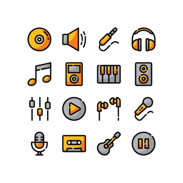 Music Linear Color Icon Set