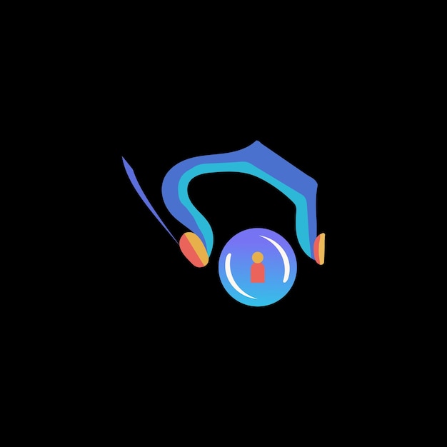 Vector music logo design concept modern headphones with lock icon logo design