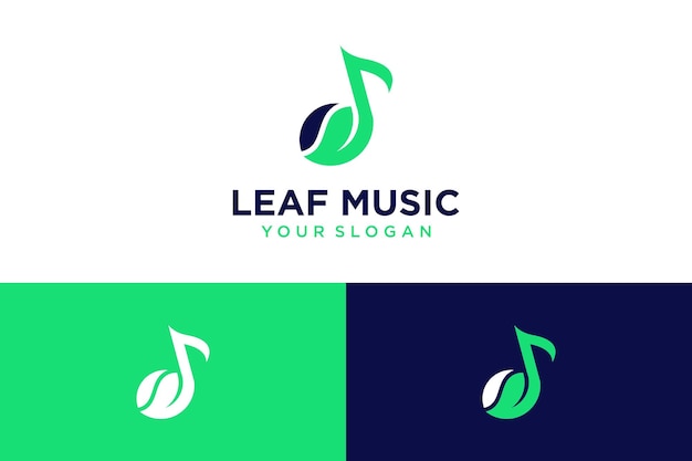 music logo design with leaves and notes