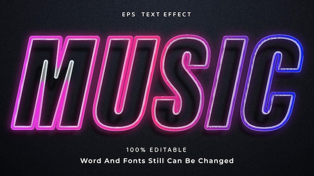 Vector music neon light text effect