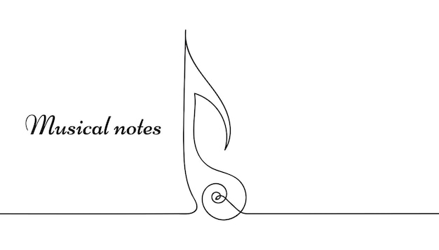 Music note continuous one line drawing