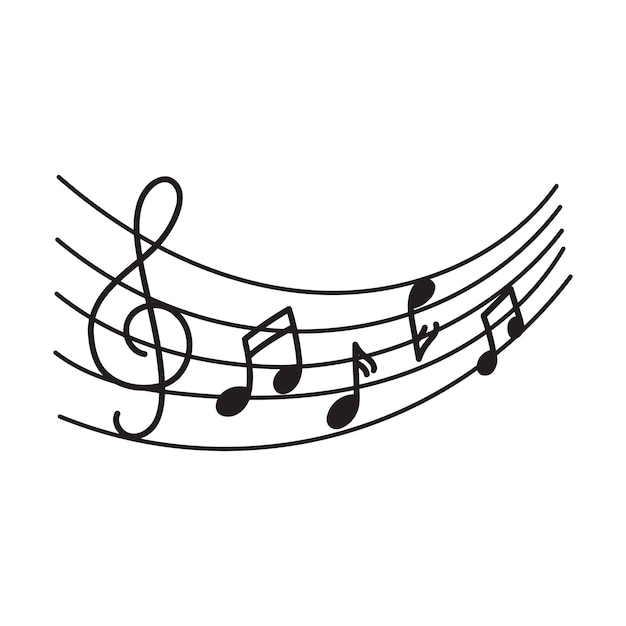 Music note design element in doodle style