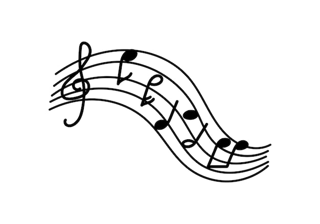 Music note design element in doodle style