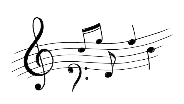 Music note doodle drawn background