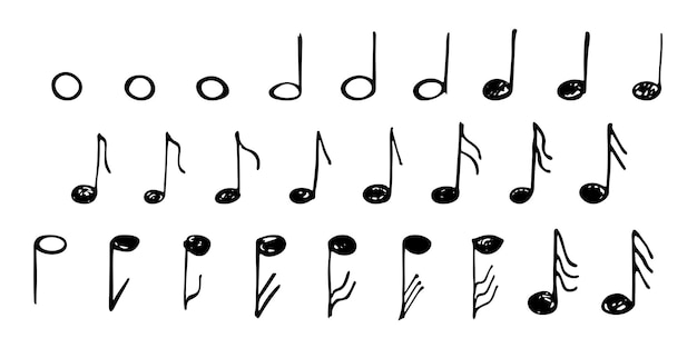 Vector music note doodle set hand drawn musical symbol elements for print web design decor logo