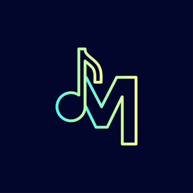 music note logo design brand letter M