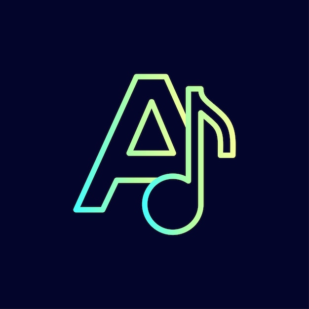 music note logo design brand letter A