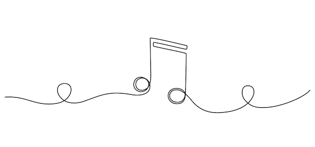 Music note in one continuous line drawing vector illustration