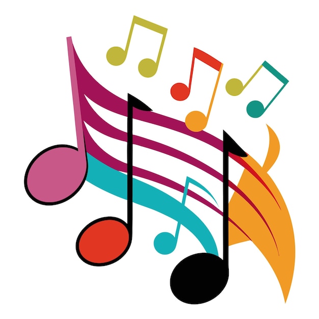 Music notes clip art and Vector Design With a White Background