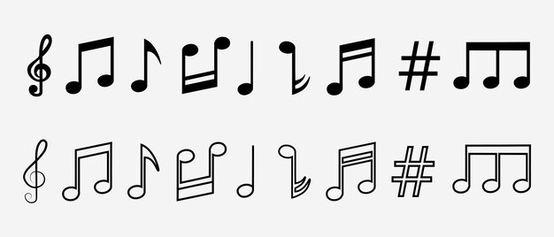 Music notes icons set.  Musical key signs. vector illustration