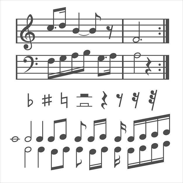 Music notes and icons vector set