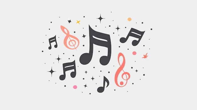 Vector music notes with stars icon vector