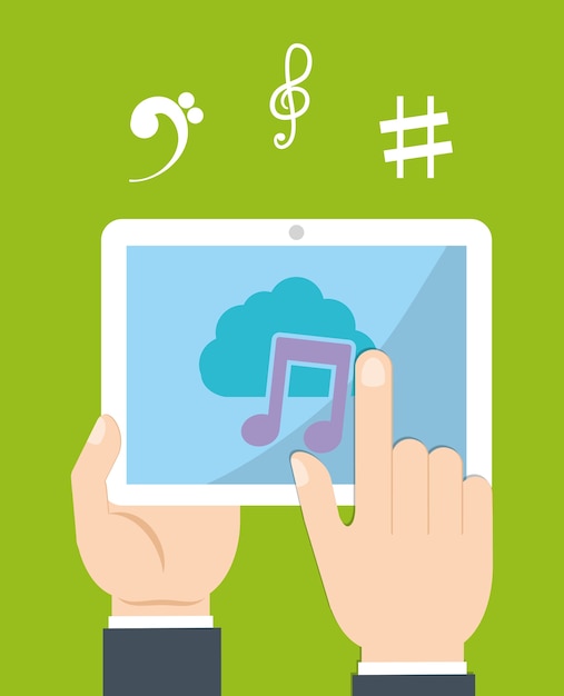 Music online represented by tablet