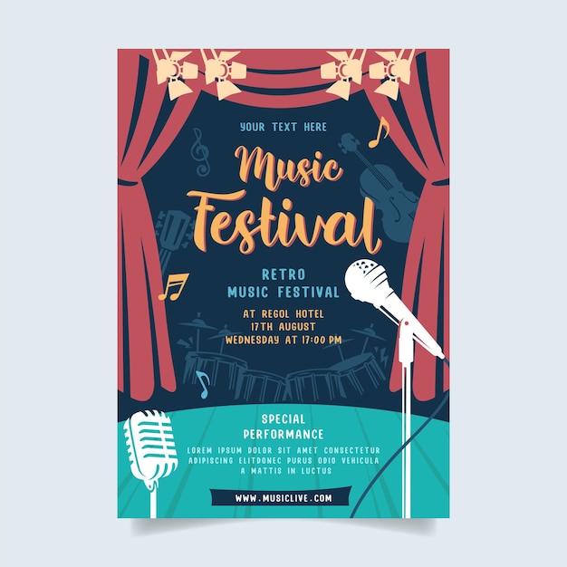 Music party festival in creative style with modern shape template design