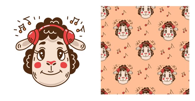 Music pattern with cute animal