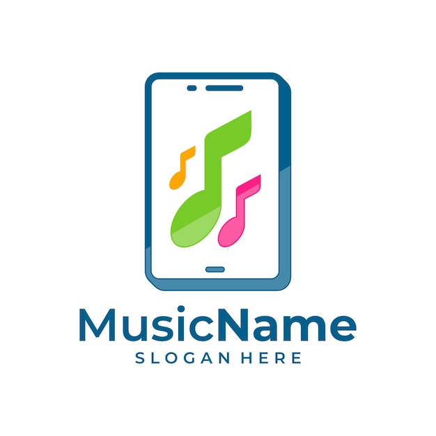 Music Phone Logo Vector Icon Illustration Phone Music logo design template