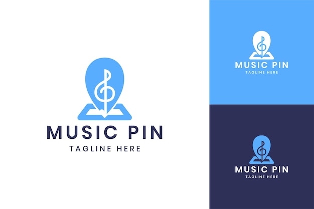 Music pin negative space logo design