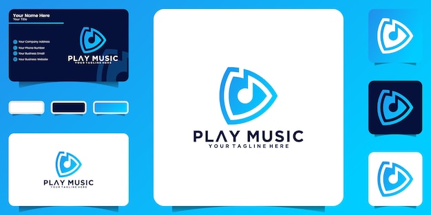 Music play button and business card design logo