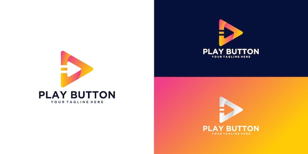 Music play button design logo with arrow