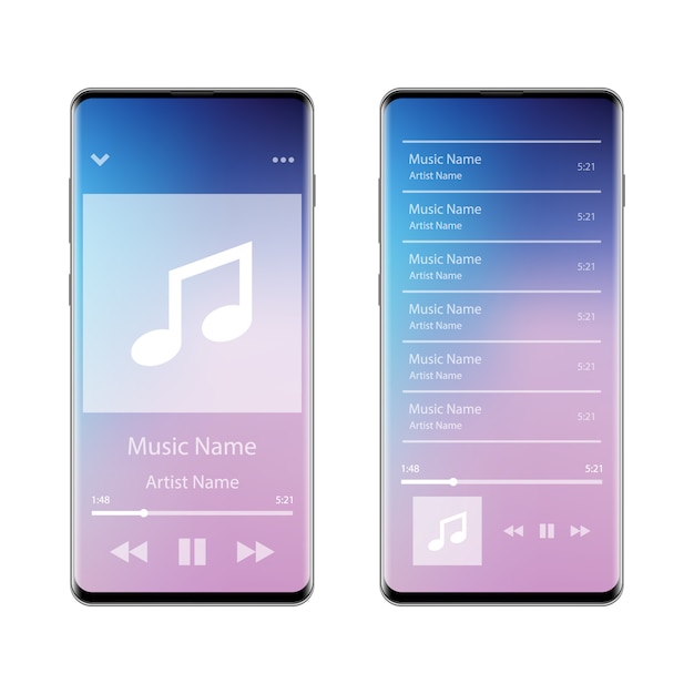 Music player interface application on smartphone