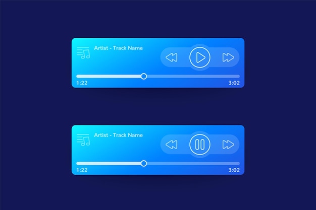 Music player ui interface design for mobile apps and web