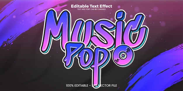 Vector music pop editable text effect in modern trend style