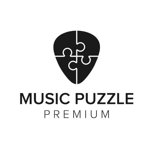 music puzzle logo icon vector template