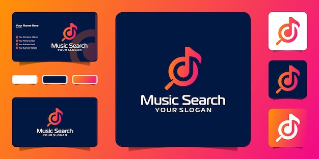 Music search logos and business card templates