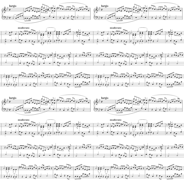 Music sheet on white, seamless pattern