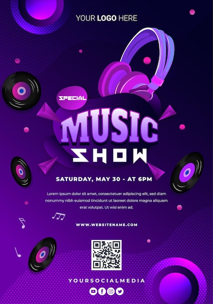 Vector music show event poster design template