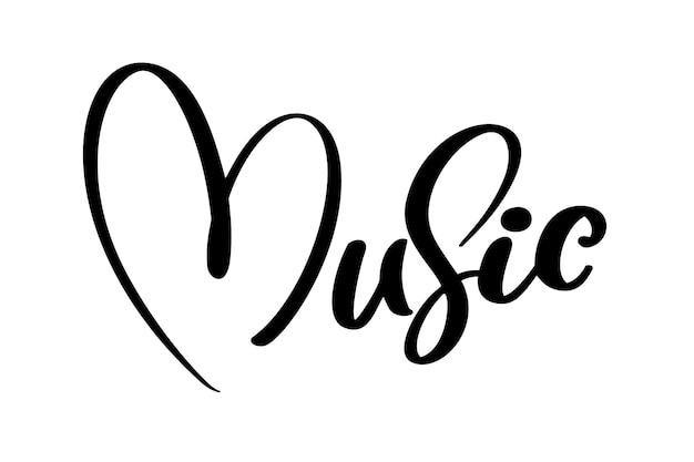 Music sign icon heart Karaoke symbol modern calligraphy quote Hand written lettering text