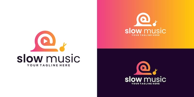 Music snail logo design inspiration, slow music,