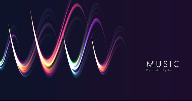 Music sound wave abstract background glowing curve on dark backdrop