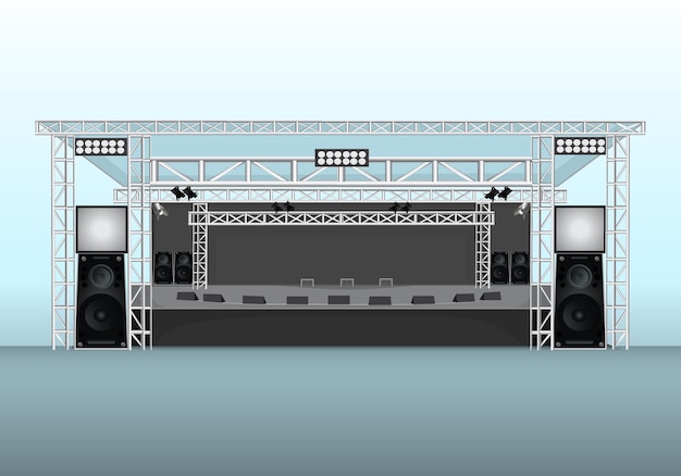 Vector music stage design. music concert stage. music stage mock up. vector illustration