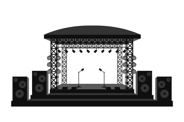 Vector music stage with speakers and microphones template