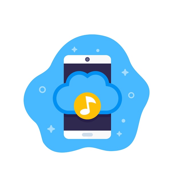 Music streaming service cloud and smartphone icon