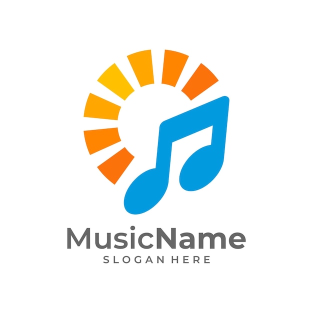 Music Sun Logo Vector Icon Illustration Sun Music logo design template