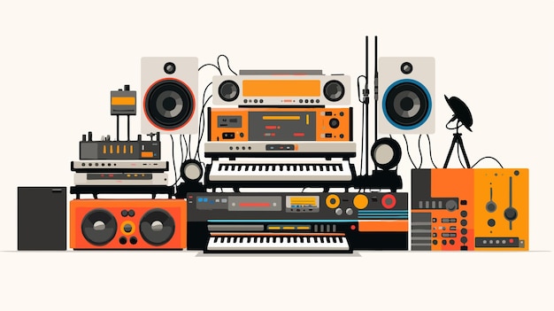 Vector music technology equipment graphic design vector illustration