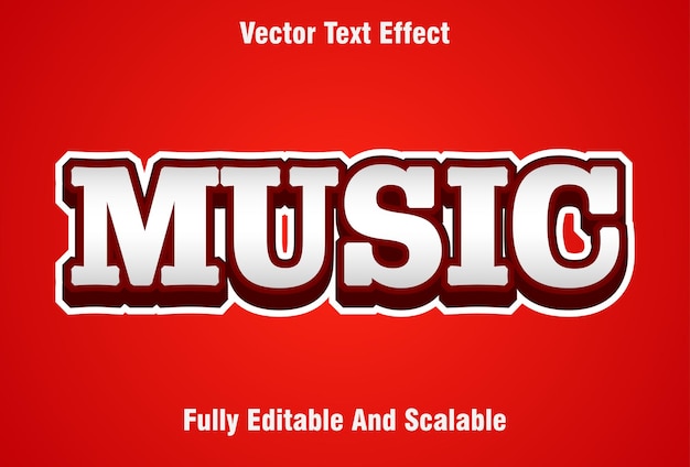 Music text effect with red color 3d style editable