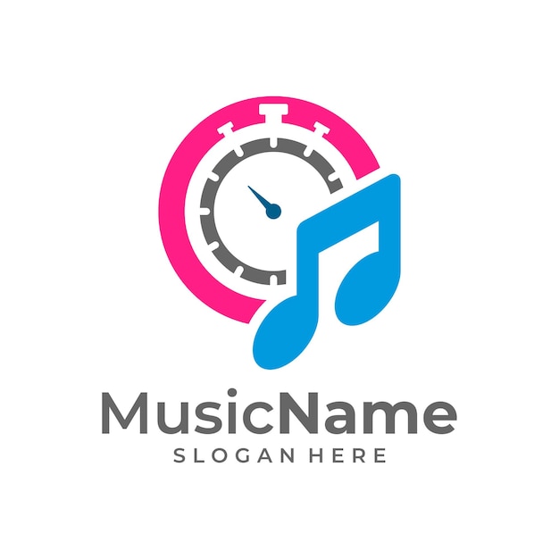 Music Time Logo Vector Icon Illustration Time Music logo design template