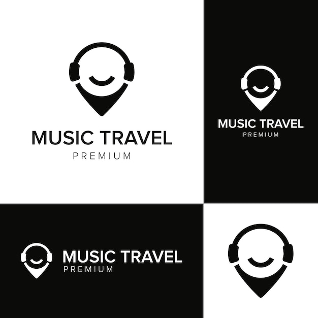 Music travel logo icon vector template