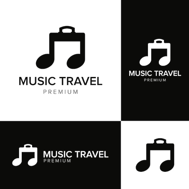 Music travel logo icon vector template